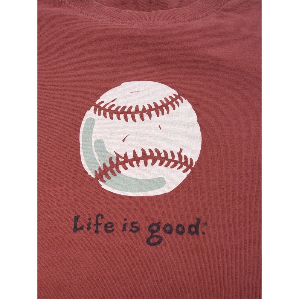Life is Good Vintage Crusher Tee Baseball graphic, Red Short Sleeve T‎ Shirt XXL